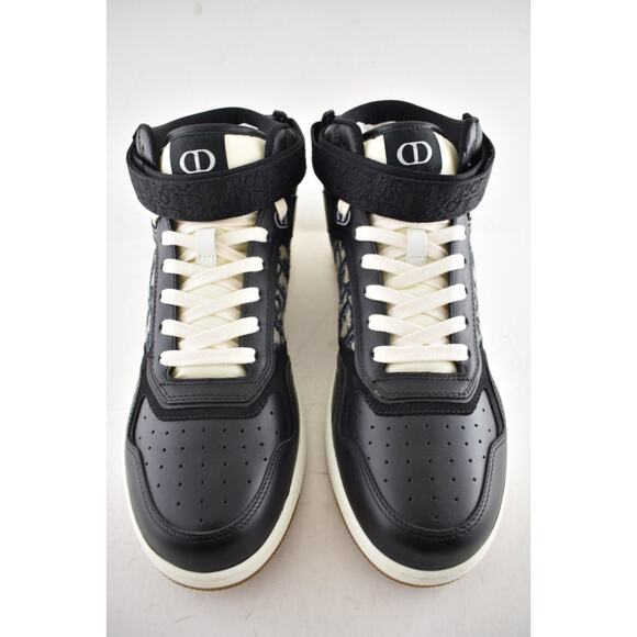 Dior Mens B27 Uptown Black Leather Oblique High Top Flat Trainer Sneakers 44 11 - Picture 6 of 12
